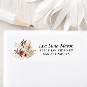 Bohemian Pampas Grass Return Address Labels