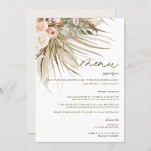 Bohemian Pampas Grass Wedding Bridal Shower Menu