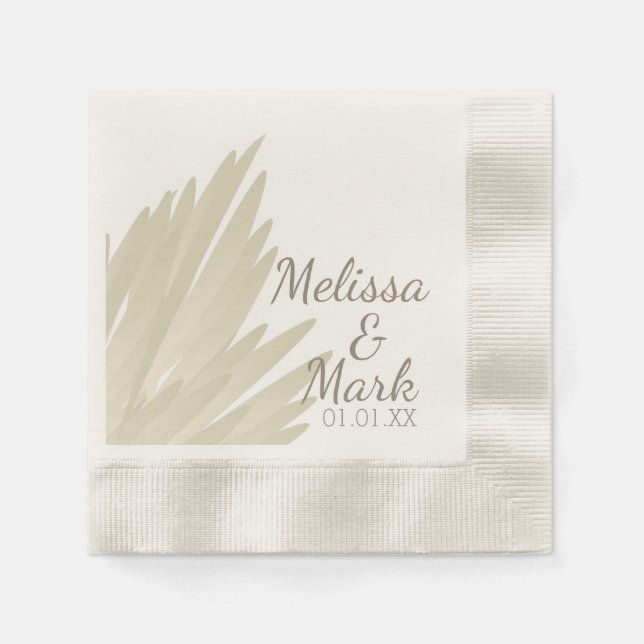 Bohemian Pampas Simple Beige Brown Wedding Party Napkin (Front)