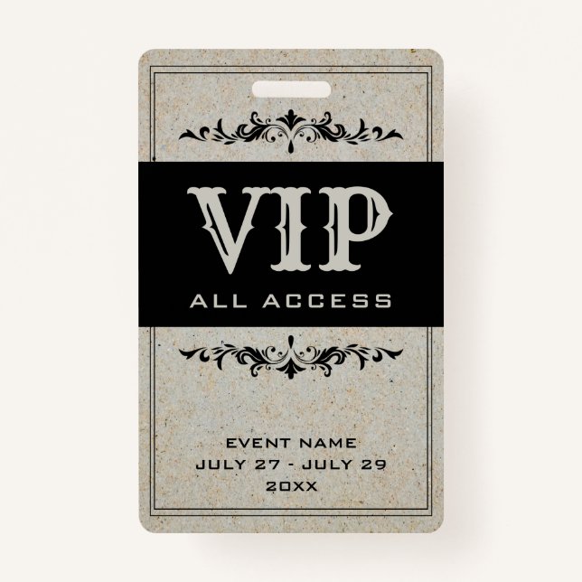 Bohemian Party VIP All Access Pass Event ID Badge (Front)