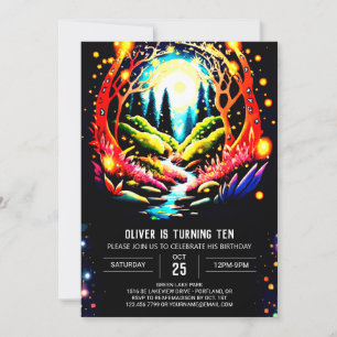 Bohemian Pastel Fireflies Birthday Invitation