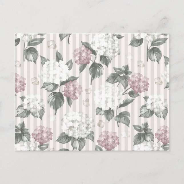 Bohemian pastel pink green floral stripes pattern postcard (Front)