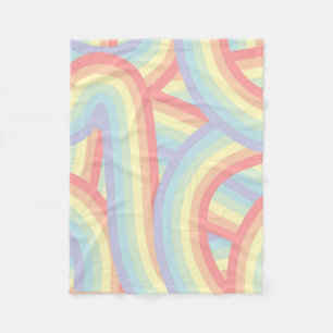 Bohemian Pastel Rainbow Stripes Pattern Fleece Blanket