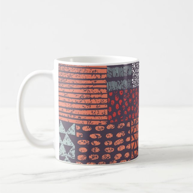 Bohemian patchwork: hand-drawn seamless design. coffee mug (Left)