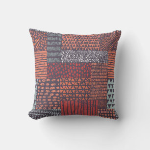 Bohemian patchwork: hand-drawn seamless design. cushion