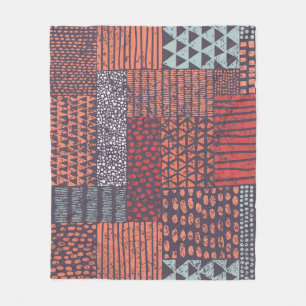 Bohemian patchwork: hand-drawn seamless design. fleece blanket