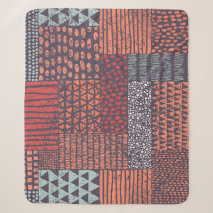 Bohemian patchwork: hand-drawn seamless design. sherpa blanket