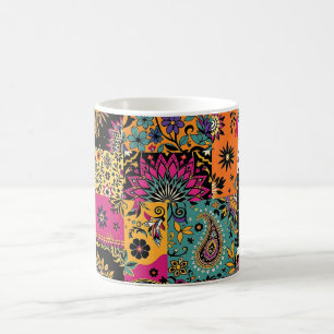 Bohemian Patchwork Mandala and Paisley Pattern Coffee Mug
