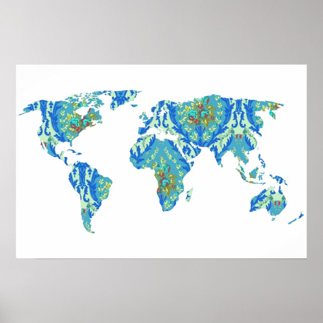 Bohemian Patterned World Map | Traveller | Poster (Front)