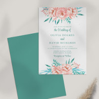 Bohemian Peach and Turquoise Floral Wedding Invite