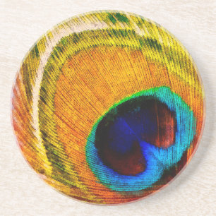 Bohemian Peacock Yellow Coaster