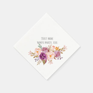bohemian, peony, purple floral, flowers, boho napkin