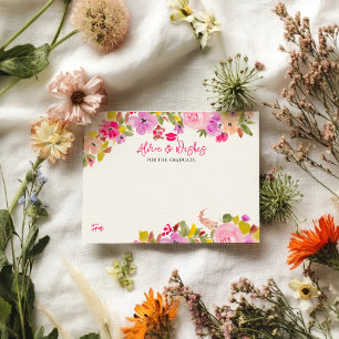 Bohemian pink roses graduation advice wishes enclosure card