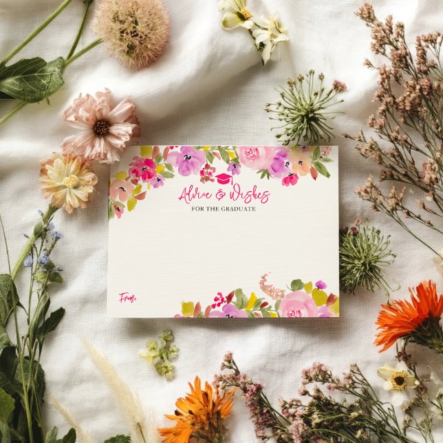 Bohemian pink roses graduation advice wishes enclosure card (Bohemian pink roses graduation advice wishes enclosure card)