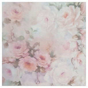 Bohemian pink teal vintage floral pattern fabric