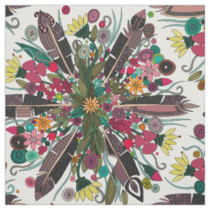 bohemian posy white fabric