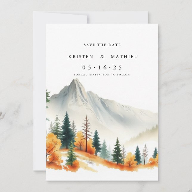 Bohemian Printable Mountain Save The Date (Front)