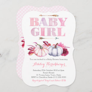 Bohemian Pumpkin Baby Shower for Girl Invitation