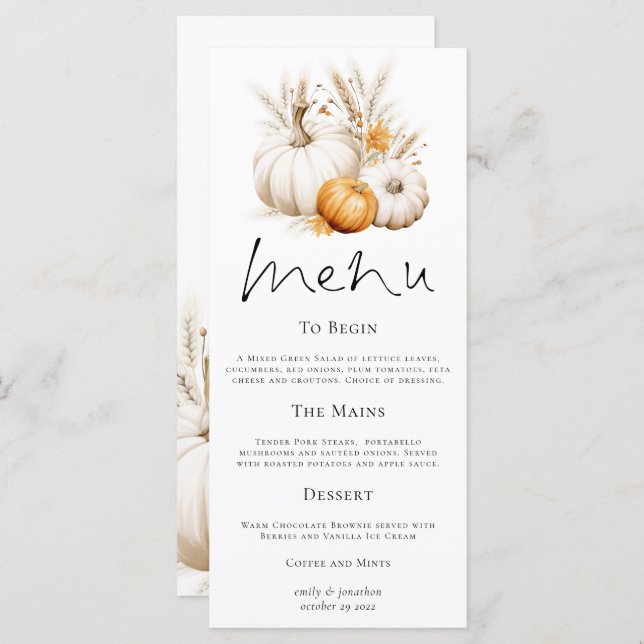 Bohemian Pumpkins Pampas Grasses Fall Wedding Card (Front/Back)