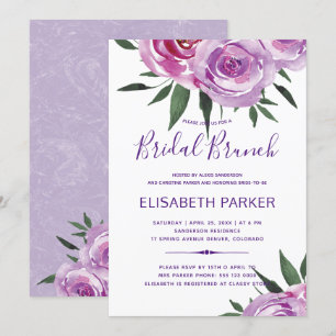Bohemian purple mauve chic peonies bridal brunch invitation