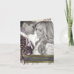 Bohemian Purple Spirals Wedding Photo Thank You