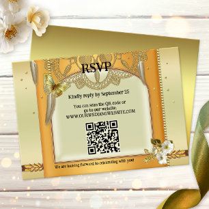 Bohemian QR Code Dreamcatcher Wedding RSVP Card