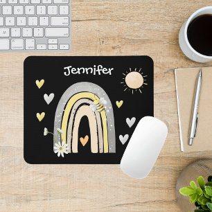 Bohemian Rainbow & Bumblebee Monogram Mouse Pad