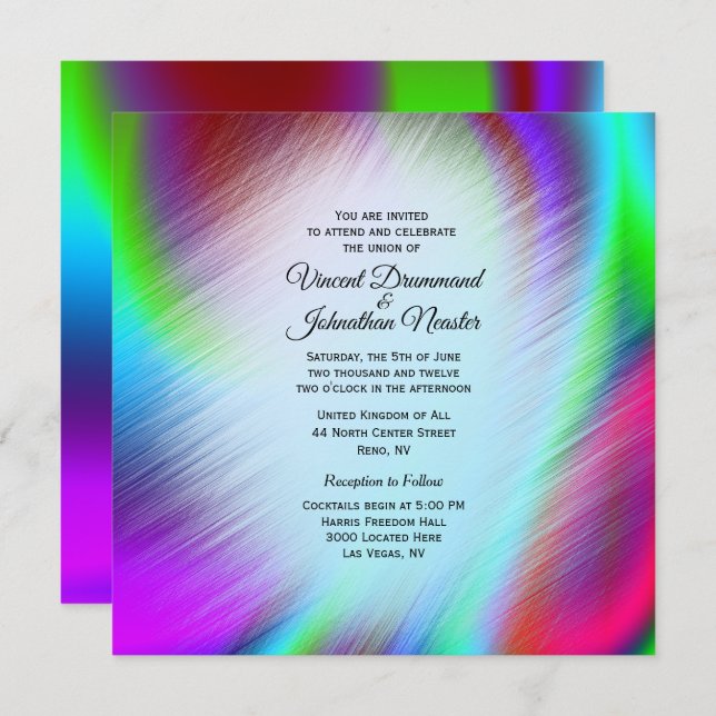 Bohemian Rainbow Design Wedding Invitations (Front/Back)