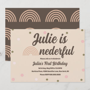 Bohemian Rainbow First Birthday Onederful Dot Invitation