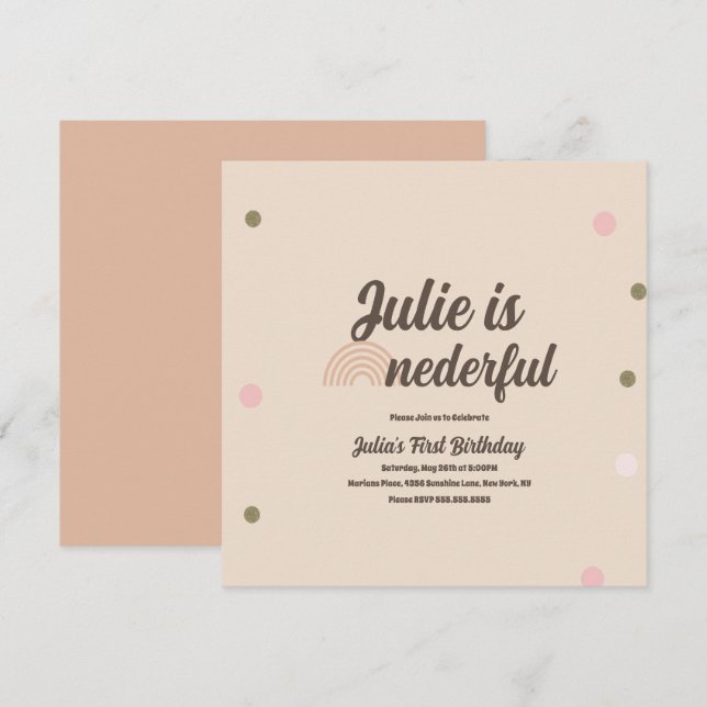 Bohemian Rainbow First Birthday Onederful Dots Card (Front/Back)