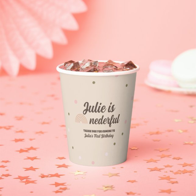 Bohemian Rainbow First Birthday Onederful Dots   Paper Cups (Insitu)