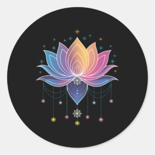 Bohemian Rainbow Lotus Flower Yoga Lotus Flower _1 Classic Round Sticker