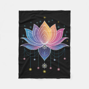 Bohemian Rainbow Lotus Flower Yoga Lotus Flower _1 Fleece Blanket