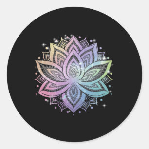 Bohemian Rainbow Lotus Flower Yoga Lotus Flower _2 Classic Round Sticker