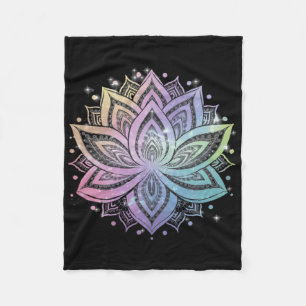 Bohemian Rainbow Lotus Flower Yoga Lotus Flower _2 Fleece Blanket