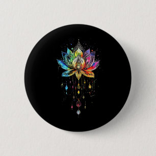 Bohemian Rainbow Lotus Flower Yoga Lotus Flower  6 Cm Round Badge