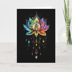 Bohemian Rainbow Lotus Flower Yoga Lotus Flower Card