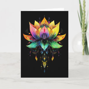 Bohemian Rainbow Lotus Flower Yoga Mandala Chakra Card