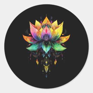 Bohemian Rainbow Lotus Flower Yoga Mandala Chakra Classic Round Sticker