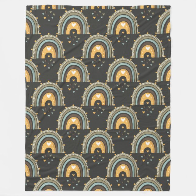 Bohemian Rainbow Pattern Fleece Blanket (Front)