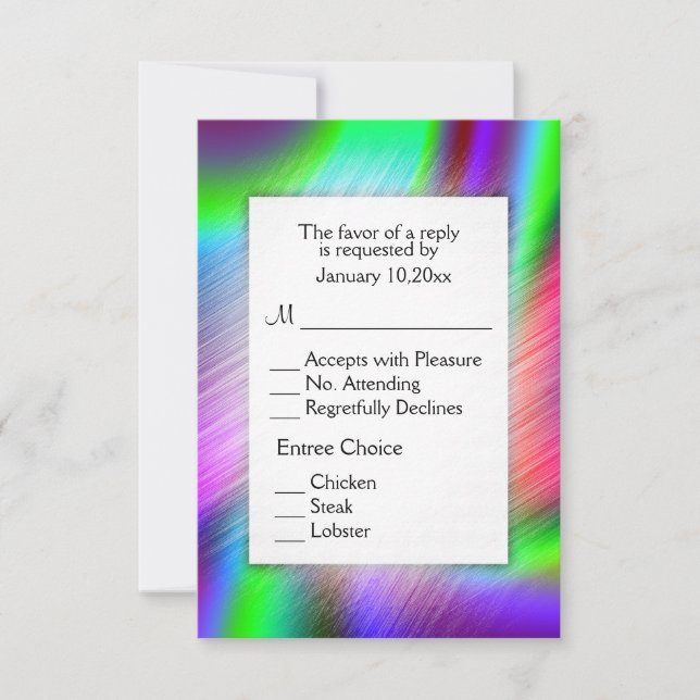Bohemian Rainbow RSVP with Entrees Card (Front)