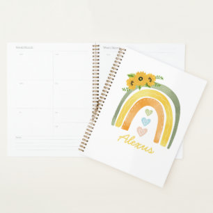 Bohemian Rainbow Sunflower Personalized    Planner