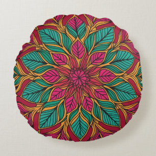 Bohemian Red and Green Mandala Cushion
