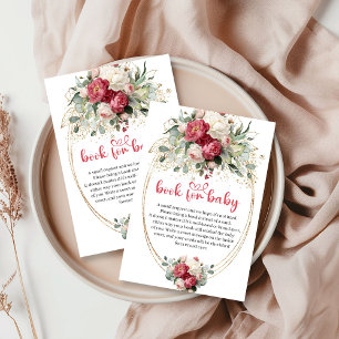 Bohemian Red Burgundy Gold Floral Book Card
