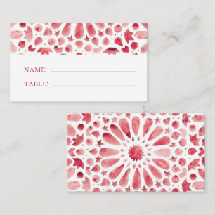 Bohemian Red Moroccan Tile Wedding Place Card