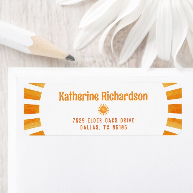 Bohemian Retro Sunshine Personalise Return Address Label (Insitu)