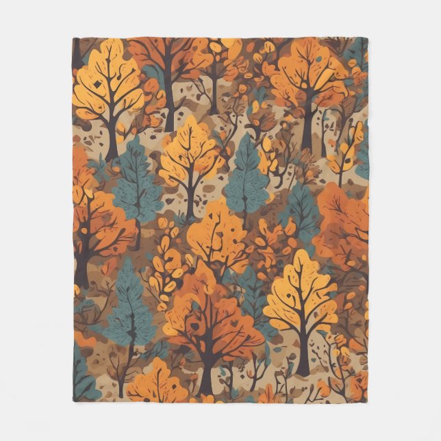 Bohemian Rhapsody Among Autumn Trees Fleece Blanket (Front)