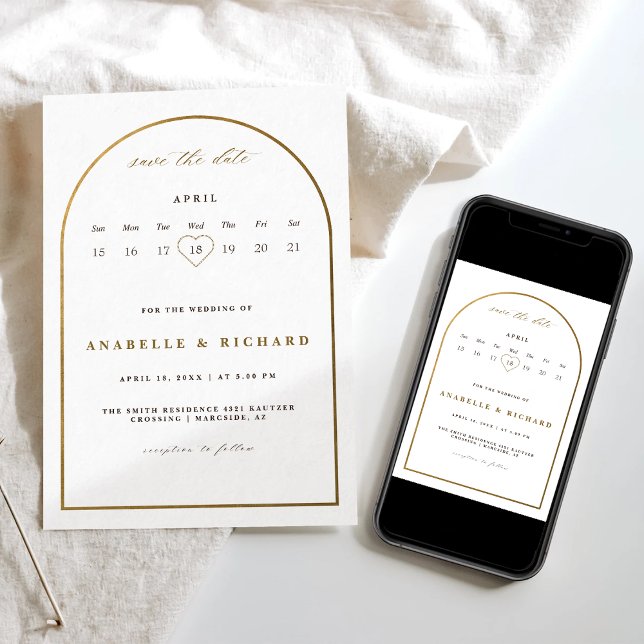 bohemian rich gold save the date calendar invitation (Creator Uploaded)