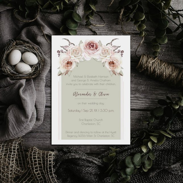 Bohemian Rose Arch Wedding Invitation (Bohemian Rose Arch Wedding Invitation)