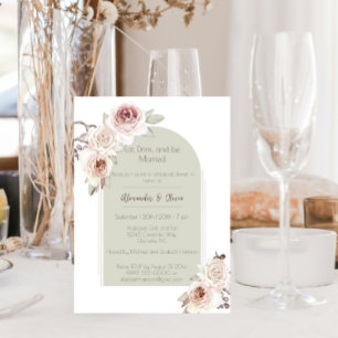 Bohemian Rose Arch Wedding Rehearsal Dinner Invitation
